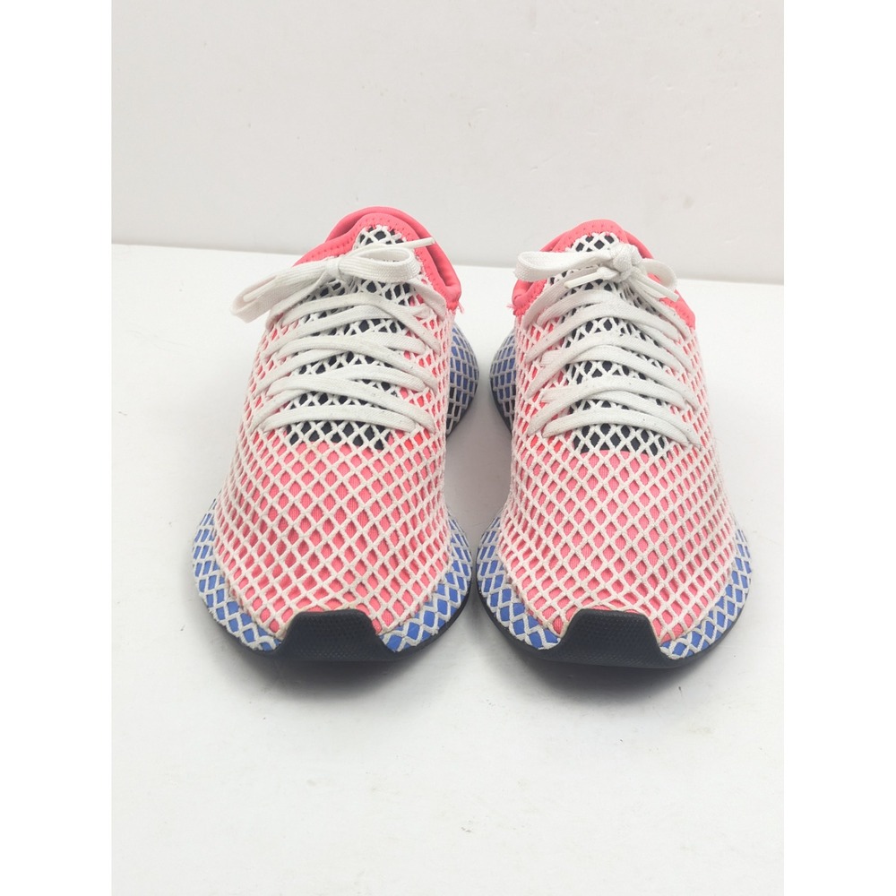 Adidas Deerupt Runner Women's 4.5 Coral White Blue Mesh Lace Up Sneakers Vietnam